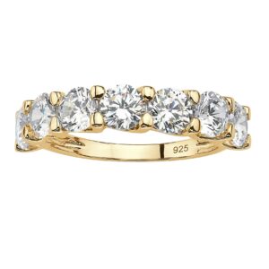 palmbeach platinum-plated or yellow gold-plated sterling silver round cubic zirconia single row wedding band ring size 9