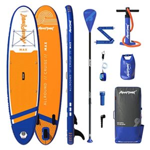 AQUAPLANET 10ft 6" x 15cm MAX Stand Up Paddle board kit. Air Pump with Pressure Gauge,Adjustable Aluminium Floating Paddle, Repair Kit,Heavy Duty Rucksack,Premium Leash & 4 Kayak Seat Rings