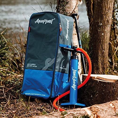 AQUAPLANET 10ft 6" x 15cm MAX Stand Up Paddle board kit. Air Pump with Pressure Gauge,Adjustable Aluminium Floating Paddle, Repair Kit,Heavy Duty Rucksack,Premium Leash & 4 Kayak Seat Rings