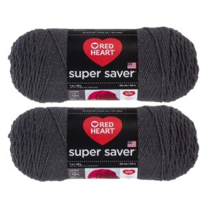 Bulk Buy: Red Heart Super Saver (2-Pack) (Charcoal, 7 oz Each Skein)