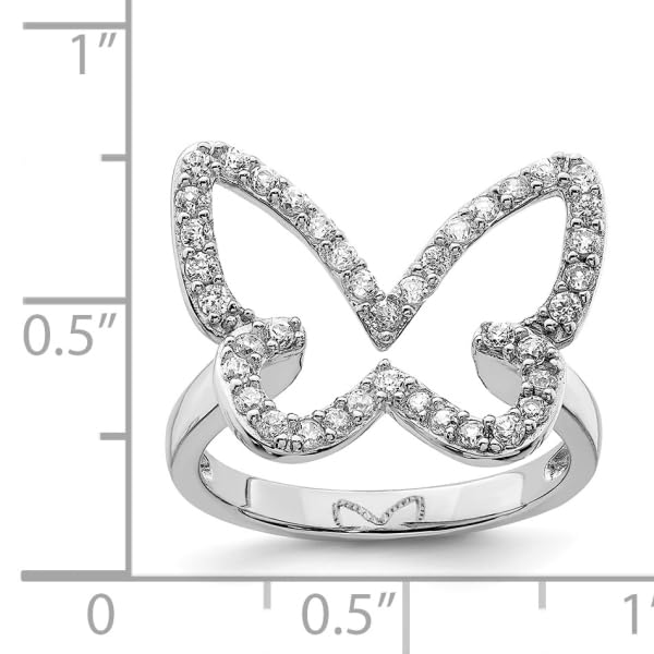 IceCarats 925 Sterling Silver Cubic Zirconia CZ Butterfly Wings Statement Ring Size 8