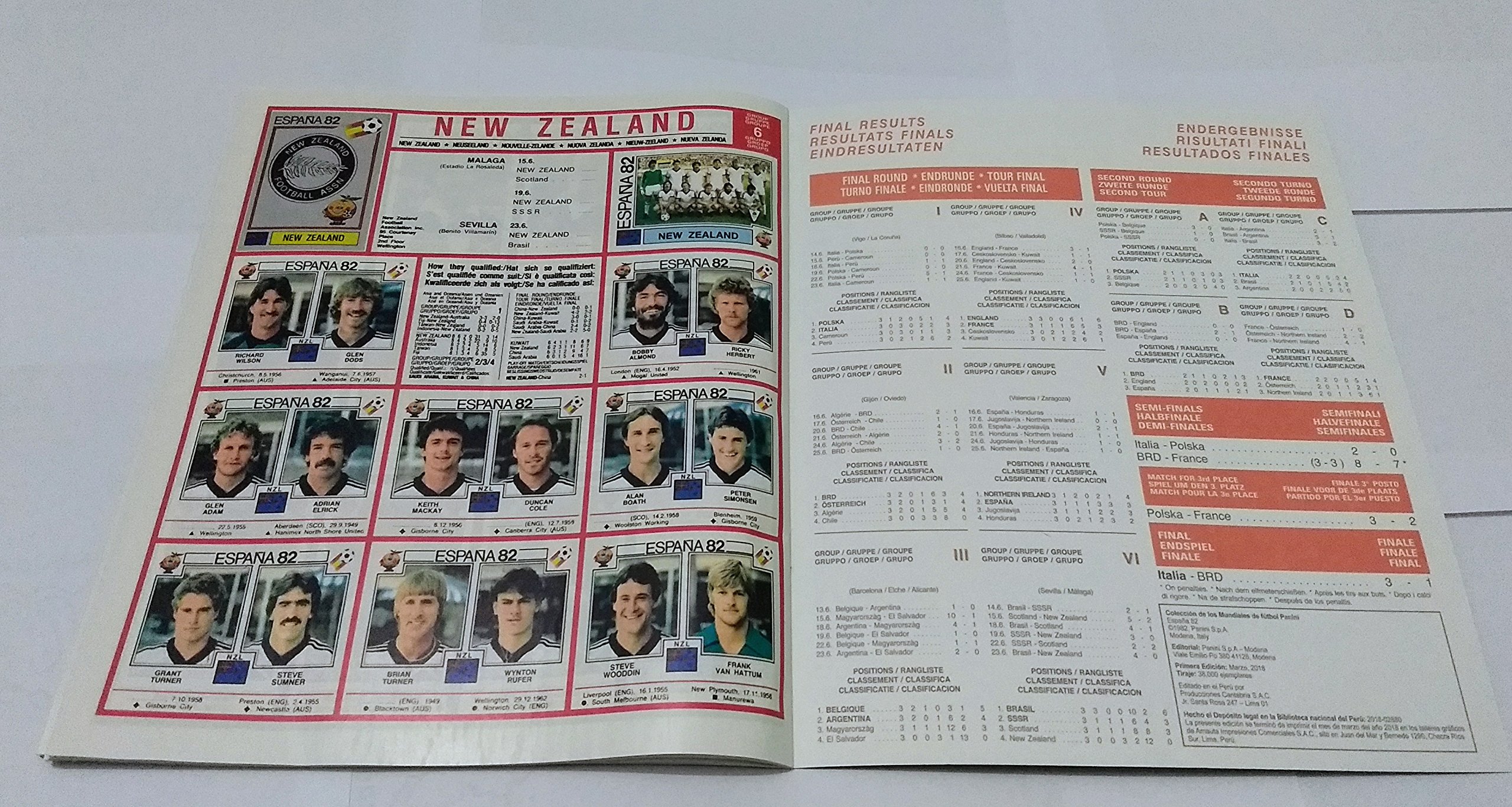 PANINI World Cup Spain España 82 Album Players Images Printed Mundial Copa del Mundo