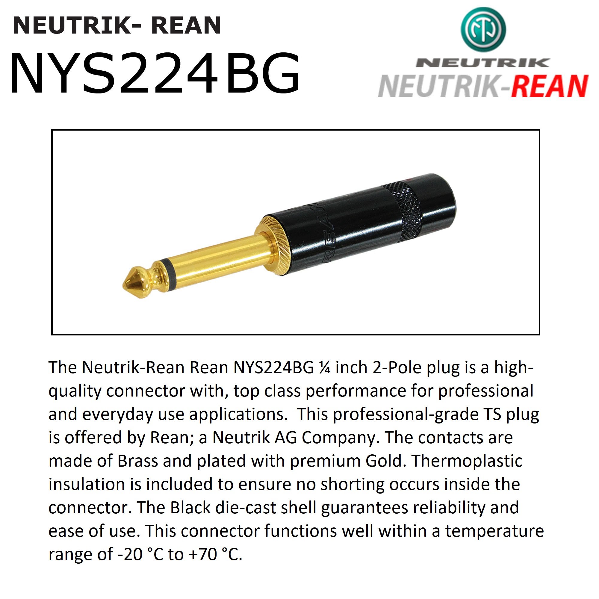 WORLDS BEST CABLES 3 Units - 10 Foot -Pedal, Effects, Patch, Guitar instrument cable CUSTOM MADE made using Mogami 2319 wire and Neutrik-Rean NYS224BG Gold ¼ inch (6.35mm) TS Plugs