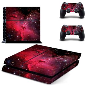 eSeeking Whole Body Vinyl Skin Sticker Decal Cover for PS4 Console and 2PCS Controllers Skins Wine red Nebula