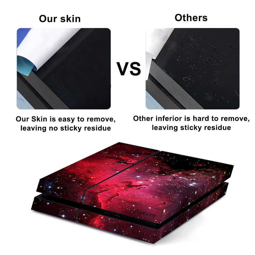 eSeeking Whole Body Vinyl Skin Sticker Decal Cover for PS4 Console and 2PCS Controllers Skins Wine red Nebula