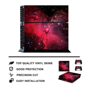 eSeeking Whole Body Vinyl Skin Sticker Decal Cover for PS4 Console and 2PCS Controllers Skins Wine red Nebula