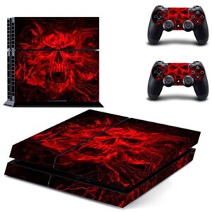 eseeking whole body vinyl skin sticker decal cover for ps4 console and 2pcs controllers skins flame skull