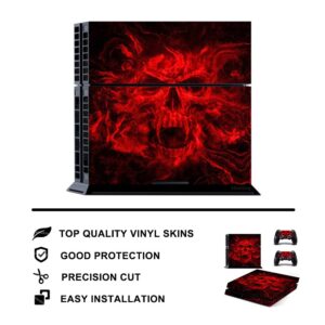 eSeeking Whole Body Vinyl Skin Sticker Decal Cover for PS4 Console and 2PCS Controllers Skins Flame Skull