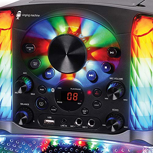 Singing Machine SML625BTBKD Karaoke Machine, Portable Bluetooth CD+G Karaoke System, Black