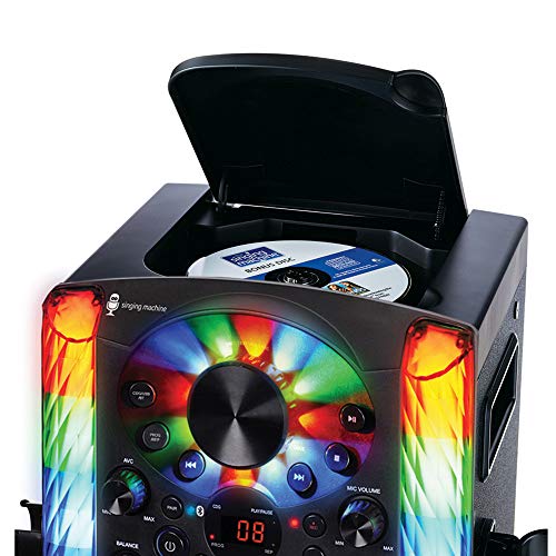 Singing Machine SML625BTBKD Karaoke Machine, Portable Bluetooth CD+G Karaoke System, Black