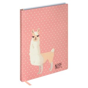 pink soft cover llama themed lined journal notebook 6" x 8"