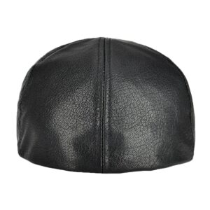 VOBOOM Lambskin Leather Ivy Caps Newsboy Hat 6 Panel Cabbie Beret Hat (7 1/4, Black)