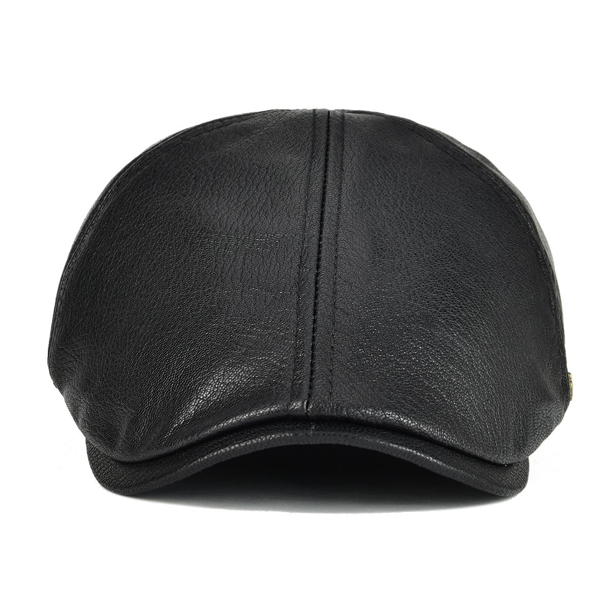 VOBOOM Lambskin Leather Ivy Caps Newsboy Hat 6 Panel Cabbie Beret Hat (7 1/4, Black)