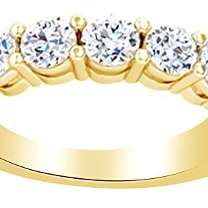 1.37 Cttw Round White Diamond Multi-Stone Engagement Wedding Ring 14K Solid Yellow Gold,Ring Size-9