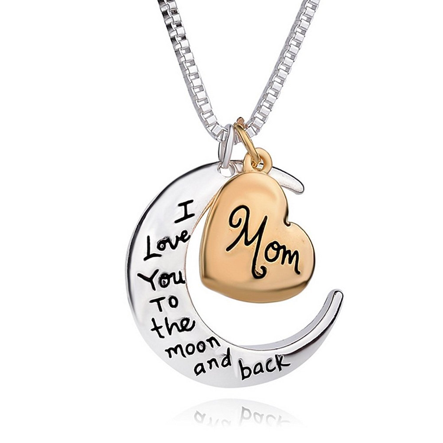 Blerameng Mother Thanksgiving Christmas Gift Necklace, I love you to the moon and back,Valentine's Day Mother's Day Pendant for Mother