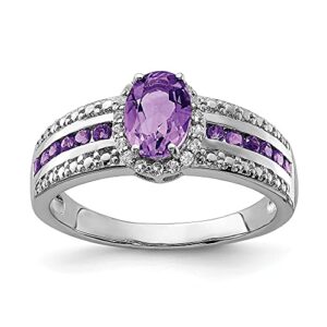 icecarats 925 sterling silver purple amethyst white topaz ring gemstone band size 8