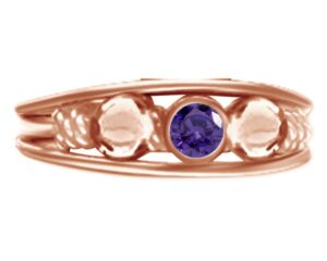 wishrocks round cut bezel set simulated amethyst fashion toe ring in 14k rose gold over sterling silver jewelry for women