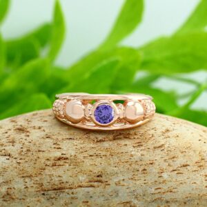 Wishrocks Round Cut Bezel Set Simulated Amethyst Fashion Toe Ring In 14k Rose Gold Over Sterling Silver Jewelry For Women