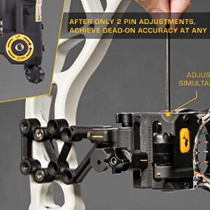 Trophy Ridge React H4 Bow Sight - 4 Pin Sight, Tool Less Windage and Elevation Adustability, 2nd Axis Leveling, Adjustable Click Light, Black