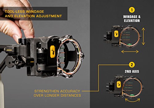 Trophy Ridge React H4 Bow Sight - 4 Pin Sight, Tool Less Windage and Elevation Adustability, 2nd Axis Leveling, Adjustable Click Light, Black