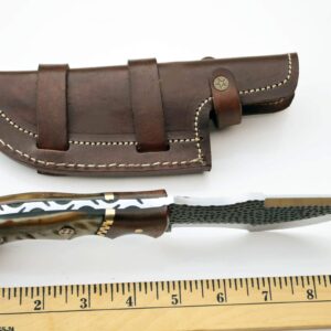 Whole Earth Supply D2 Tracker Hunting Knife Large Knives Survival Skinning Hammered Sheath Steel