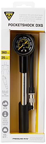 Topeak 360 PSI/24.8 Bar Pocket Shock DXG With Dial Gauge , Black/Silver