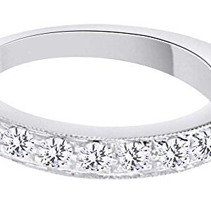 Round Shape White Diamond (0.5 Cttw) Engagement Wedding Band Ring In 14K Solid White Gold, Size-7.5