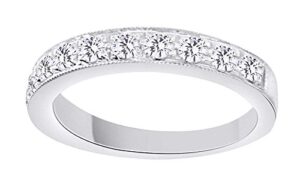 round shape white diamond (0.5 cttw) engagement wedding band ring in 14k solid white gold, size-7.5