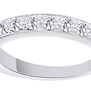 Round Shape White Diamond (0.5 Cttw) Engagement Wedding Band Ring In 14K Solid White Gold, Size-7.5