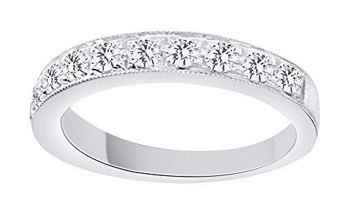 Round Shape White Diamond (0.5 Cttw) Engagement Wedding Band Ring In 14K Solid White Gold, Size-7.5