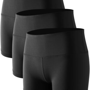 CADMUS Women's Stretch Fitness Running Shorts with Pocket,3 Pack,05,Black,Medium