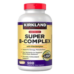 kirkland signature super b-complex with electrolytes, 500 tablets (3 pack)