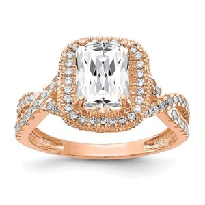 Diamond2Deal 10k Rose Gold Cubic Zirconia Wedding Ring Size 7