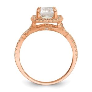 Diamond2Deal 10k Rose Gold Cubic Zirconia Wedding Ring Size 7