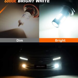 SEALIGHT H10/9145/9140 LED Fog Light Bulbs, 6000K Xenon White, 27 SMD Chips, 360-degree Illumination, Non-polarity, Pack of 2