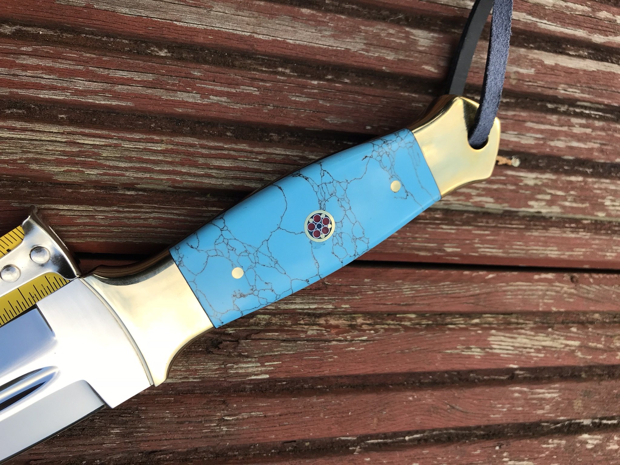 Perkin | 8.5 Inch Fixed Blade Hunting Knife | Throwing Knife, Turquoise Handle | Leather Sheath