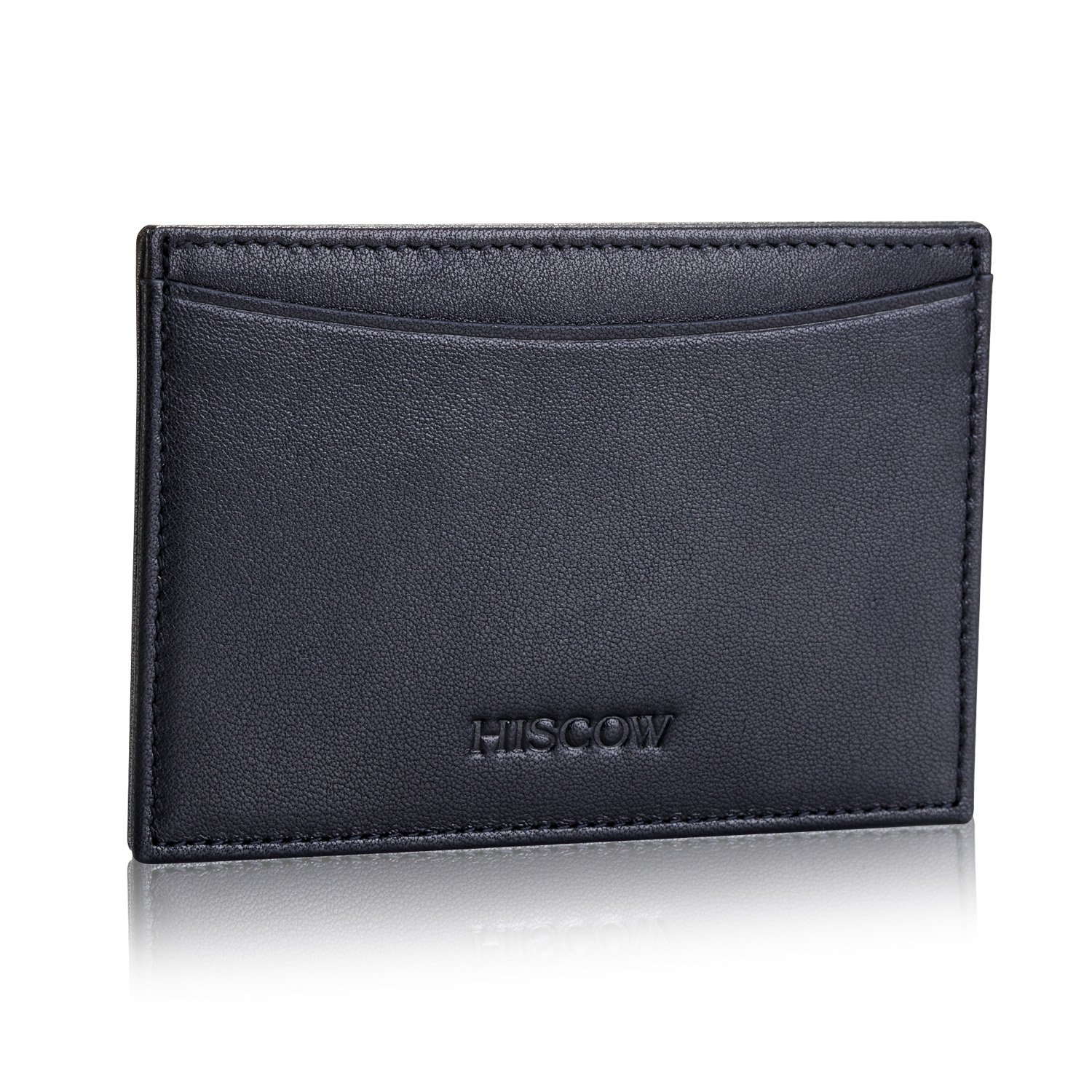 Leather Thin Card Holder, Slim ID Case Small Credit Card Wallet for Men & Women (Black)