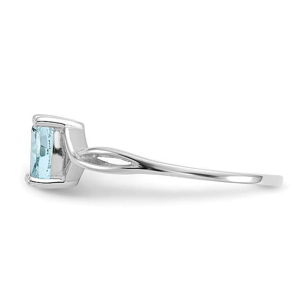 IceCarats 14K White Gold Blue Aquamarine Ring March Birthstone Jewelry Size 7