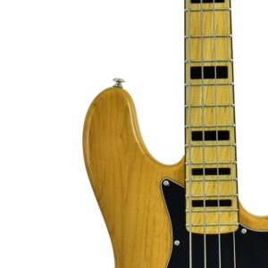 CNZ Audio JB 1975 Vintage Electric Bass Guitar - 5 String - Natural Gloss Finish, Solid Alder Body, Gloss Maple Neck & Fingerboard