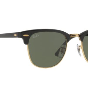 Ray-Ban RB3016 Clubmaster Sunglasses (51 mm, Solid Black G15 Lens Non-Polarized Lens)