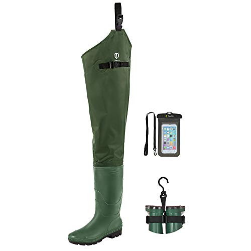 TIDEWE Hip Wader, Lightweight Hip Boot for Men and Women, 2-Ply PVC/Nylon Fishing Hip Wader Green Size 11