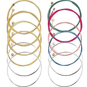 bememo 2 sets of 6 guitar strings replacement steel string for acoustic guitar (1 yellow set and 1 multicolor set)