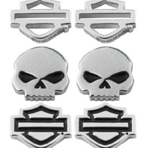 Harley-Davidson Women's Bar & Shield/Skull Stud Earrings Set - 3 Styles HDS0005