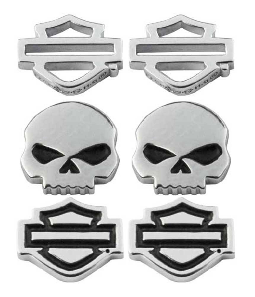 Harley-Davidson Women's Bar & Shield/Skull Stud Earrings Set - 3 Styles HDS0005