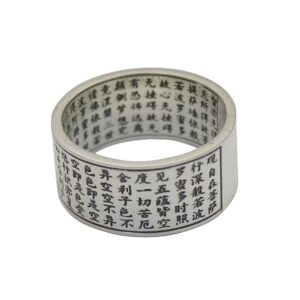 vintage real 999 sterling silver heart sutra ring buddhist mantra band ring for men women size 7