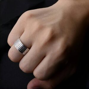 Vintage Real 999 Sterling Silver Heart Sutra Ring Buddhist Mantra Band Ring for Men Women Size 7