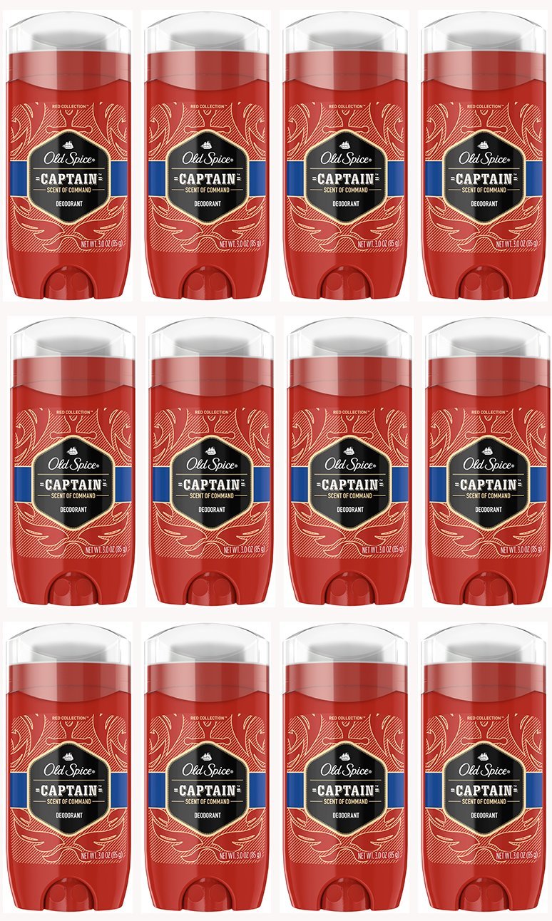 Old Spice Deodorant for Men, Captain Scent, Red Collection, 3.0 Ounce (Pack of 12)