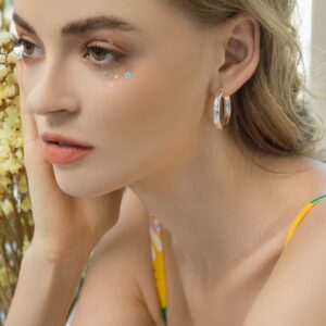 Sterling Silver High Polished Half Round-Tube Click-Top Light Hoop Earrings, 5x30mm