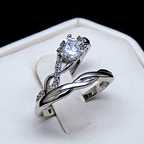 Ginger Lyne Collection Queena Bridal Wedding Ring Set for Women Sterling Silver Twist Vine Setting with 1 Carat Cubic Zirconia Engagement and Band Size 6