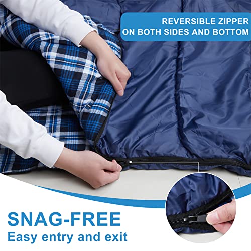 Cotton Flannel Double Sleeping Bag for Camping, Backpacking, Or Hiking. Queen Size 2 Person Waterproof Sleeping Bag for Adults Or Teens. Truck, Tent, Or Sleeping Pad, Lightweight（Pillows NOT include